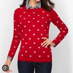 Talbots women’s 2x Red Sweater with Heart Pattern